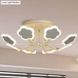 Semi - Mount Petal - Shaped Acrylic Led Ceiling Lamp With Crystal Draping - Black/White 23’/27’