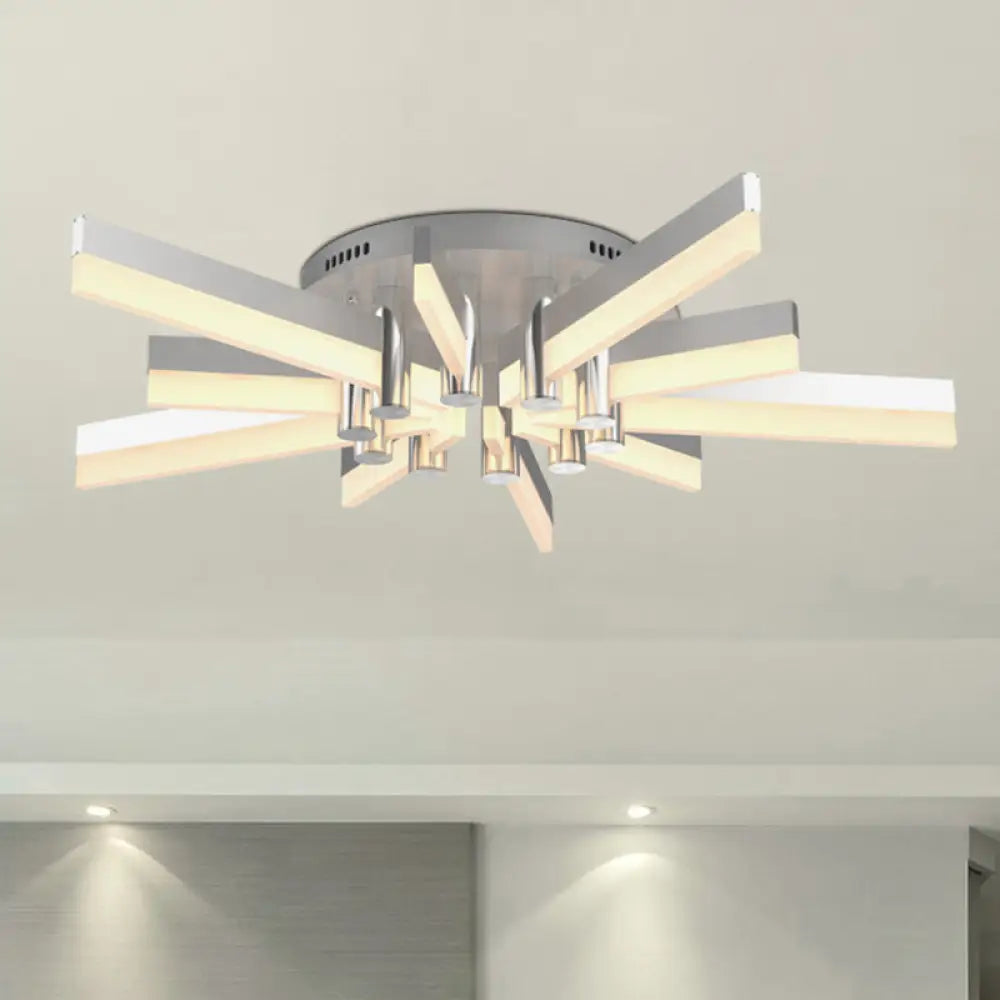Semi - Mount Sputnik Ceiling Light With Acrylic Shade & Modern Silver Finish - Ideal For Indoor