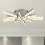 Semi - Mount Sputnik Ceiling Light With Acrylic Shade & Modern Silver Finish - Ideal For Indoor