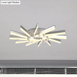 Semi - Mount Sputnik Ceiling Light With Acrylic Shade & Modern Silver Finish - Ideal For Indoor