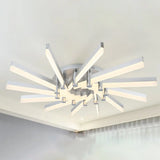 Semi - Mount Sputnik Ceiling Light With Acrylic Shade & Modern Silver Finish - Ideal For Indoor