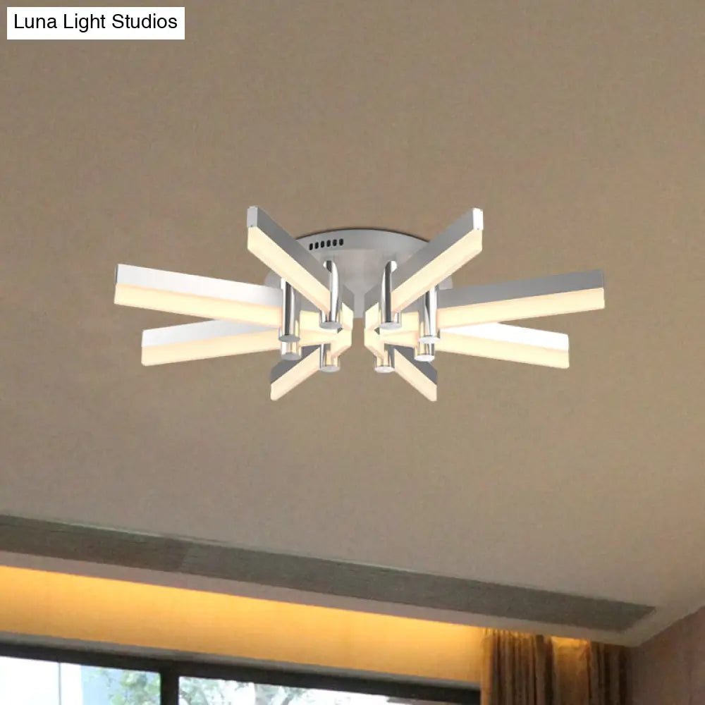 Semi - Mount Sputnik Ceiling Light With Acrylic Shade & Modern Silver Finish - Ideal For Indoor