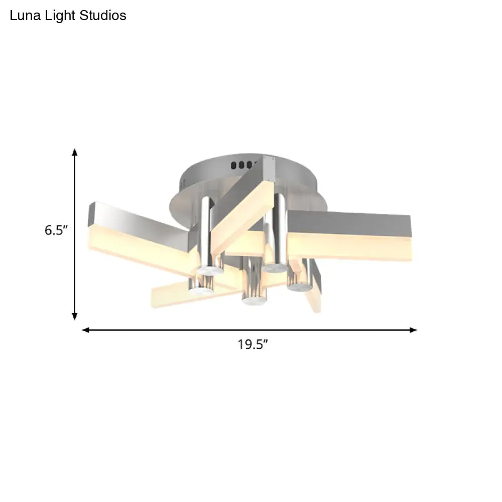 Semi - Mount Sputnik Ceiling Light With Acrylic Shade & Modern Silver Finish - Ideal For Indoor