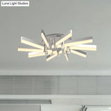 Semi - Mount Sputnik Ceiling Light With Acrylic Shade & Modern Silver Finish - Ideal For Indoor