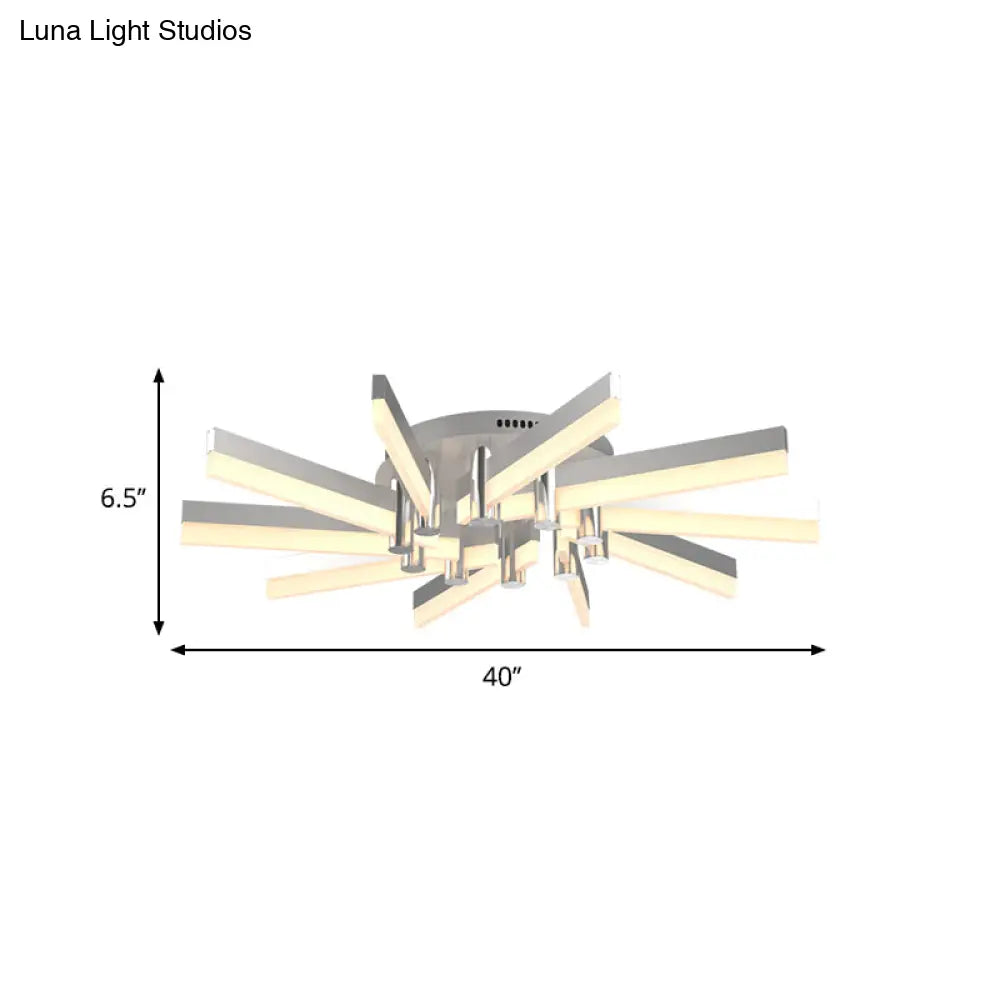 Semi - Mount Sputnik Ceiling Light With Acrylic Shade & Modern Silver Finish - Ideal For Indoor