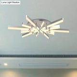 Semi - Mount Sputnik Ceiling Light With Acrylic Shade & Modern Silver Finish - Ideal For Indoor