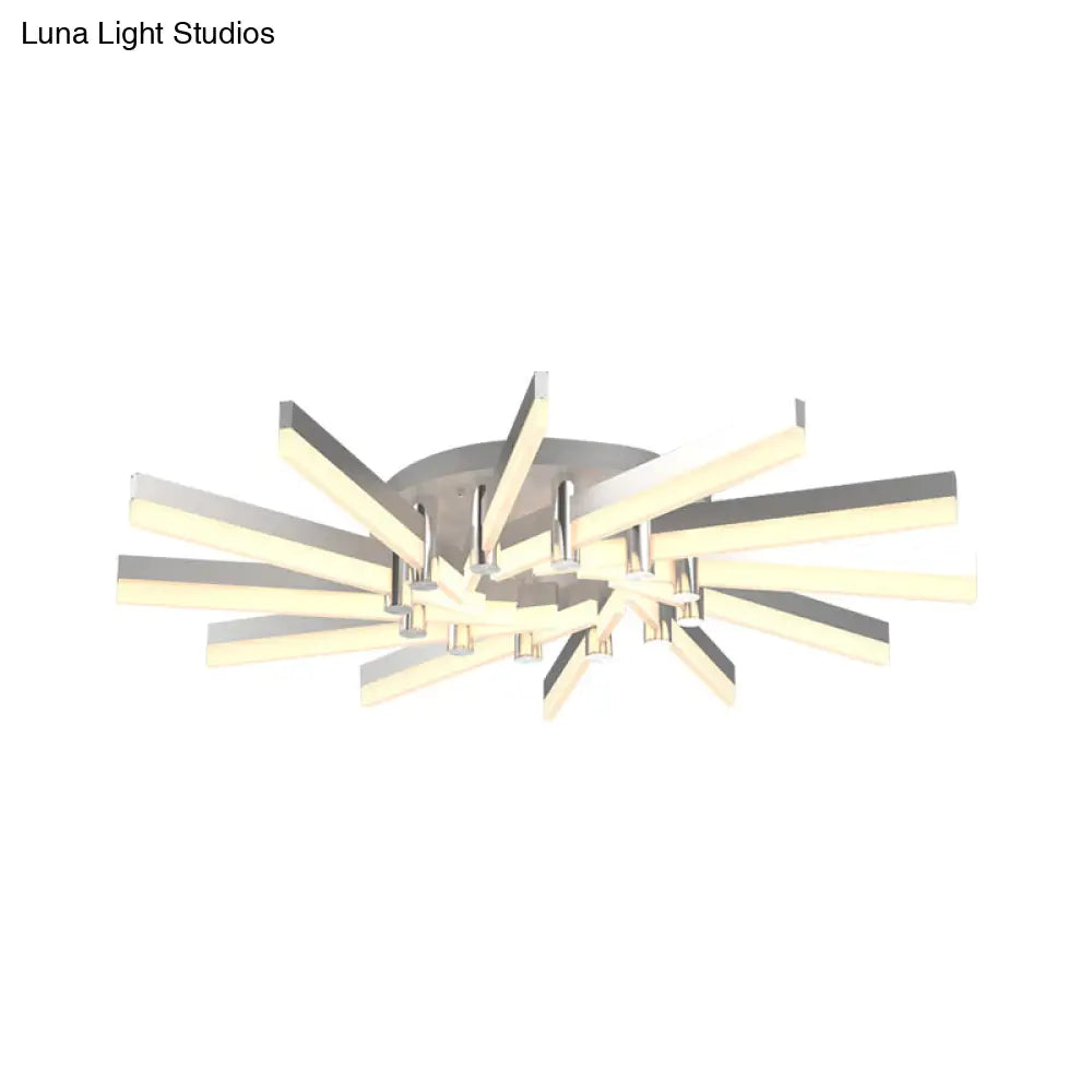Semi - Mount Sputnik Ceiling Light With Acrylic Shade & Modern Silver Finish - Ideal For Indoor