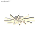 Semi - Mount Sputnik Ceiling Light With Acrylic Shade & Modern Silver Finish - Ideal For Indoor