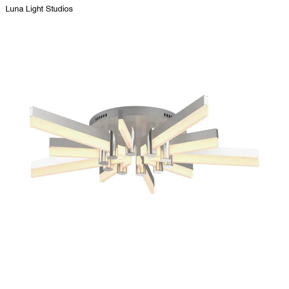 Semi - Mount Sputnik Ceiling Light With Acrylic Shade & Modern Silver Finish - Ideal For Indoor