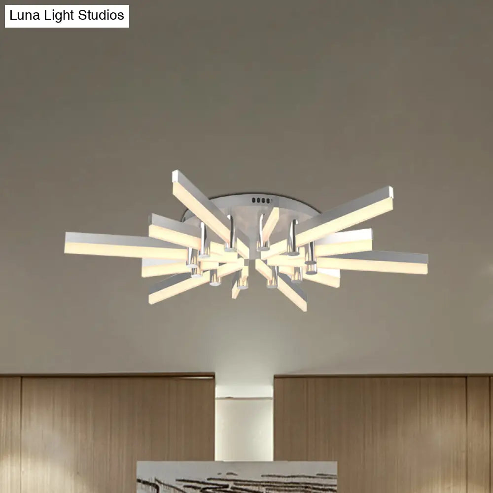 Semi - Mount Sputnik Ceiling Light With Acrylic Shade & Modern Silver Finish - Ideal For Indoor