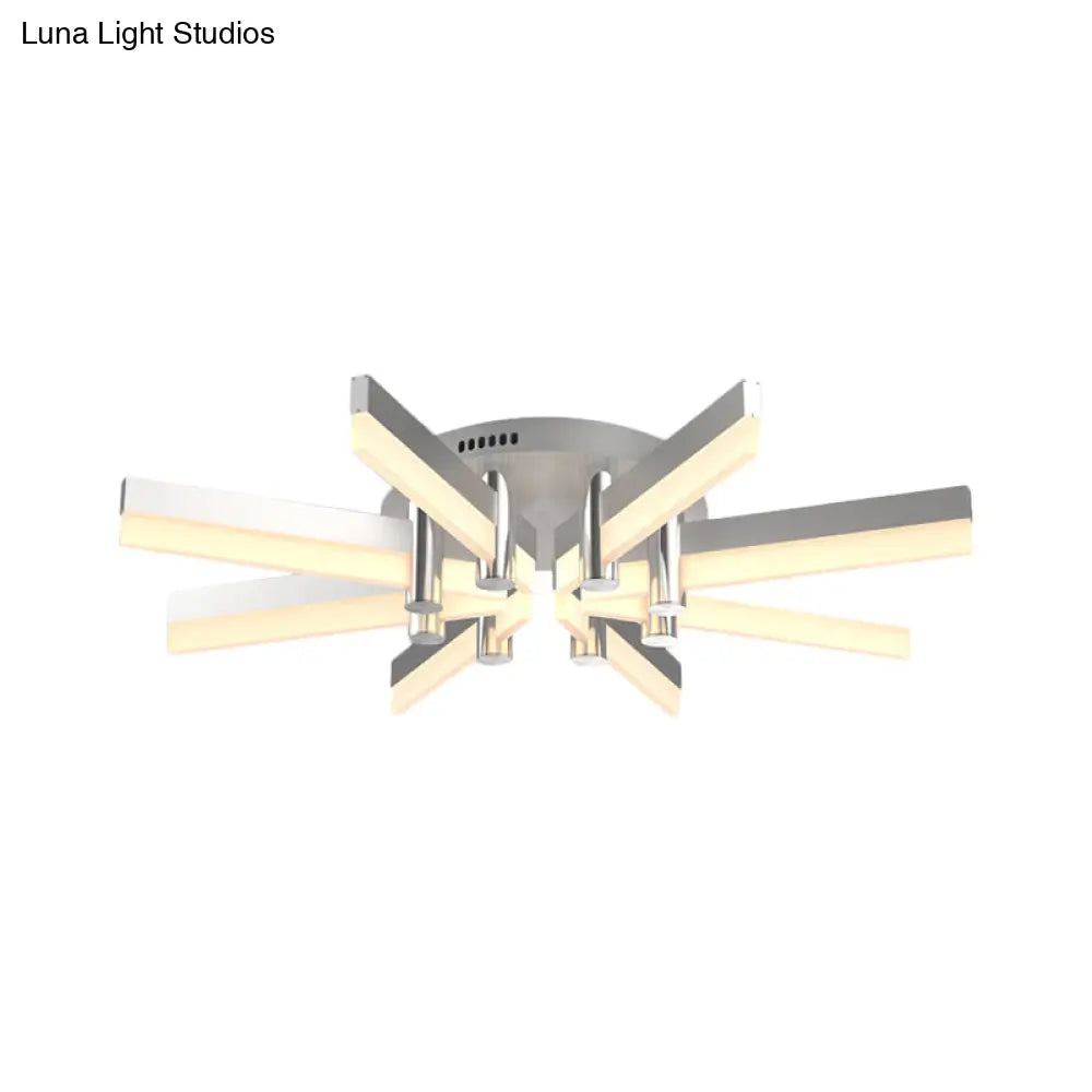 Semi - Mount Sputnik Ceiling Light With Acrylic Shade & Modern Silver Finish - Ideal For Indoor