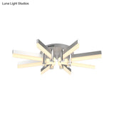 Semi - Mount Sputnik Ceiling Light With Acrylic Shade & Modern Silver Finish - Ideal For Indoor