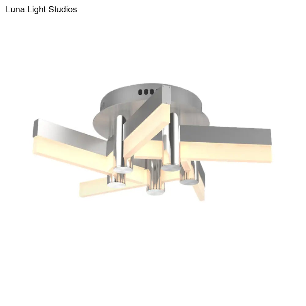 Semi - Mount Sputnik Ceiling Light With Acrylic Shade & Modern Silver Finish - Ideal For Indoor