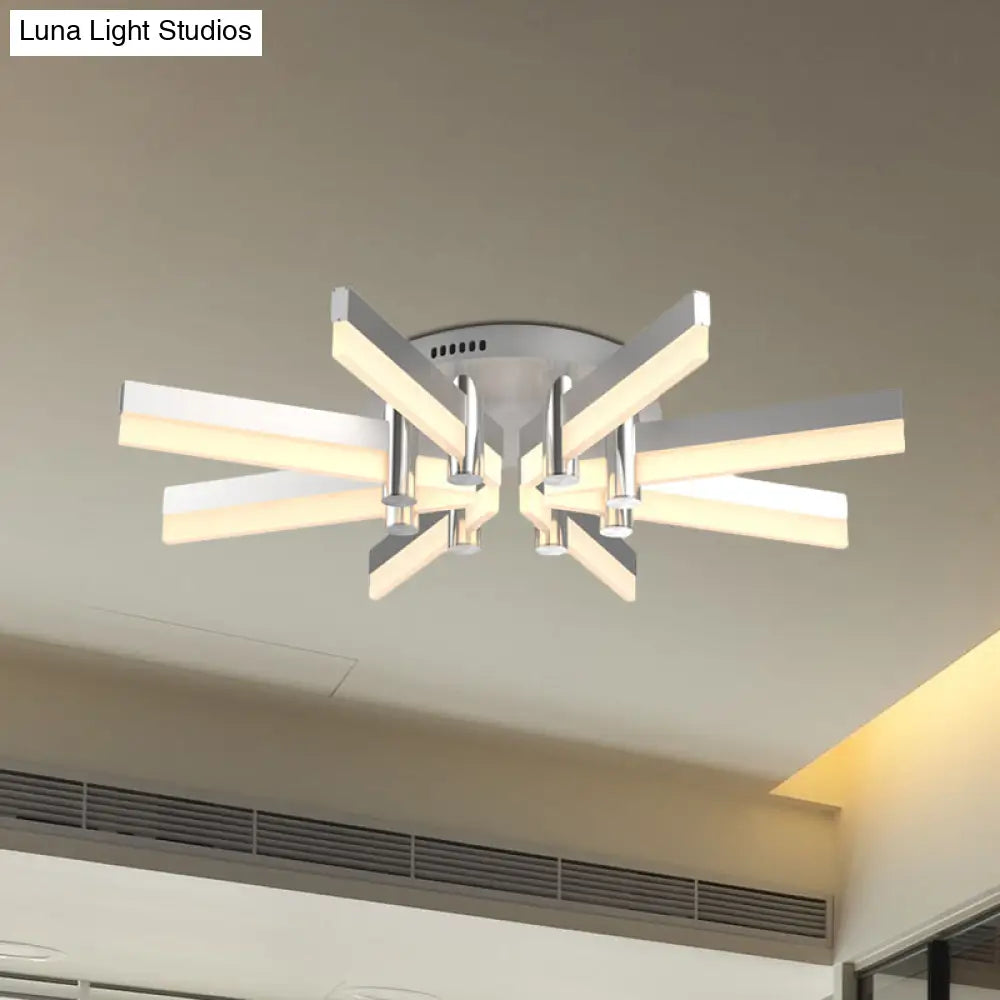 Semi - Mount Sputnik Ceiling Light With Acrylic Shade & Modern Silver Finish - Ideal For Indoor