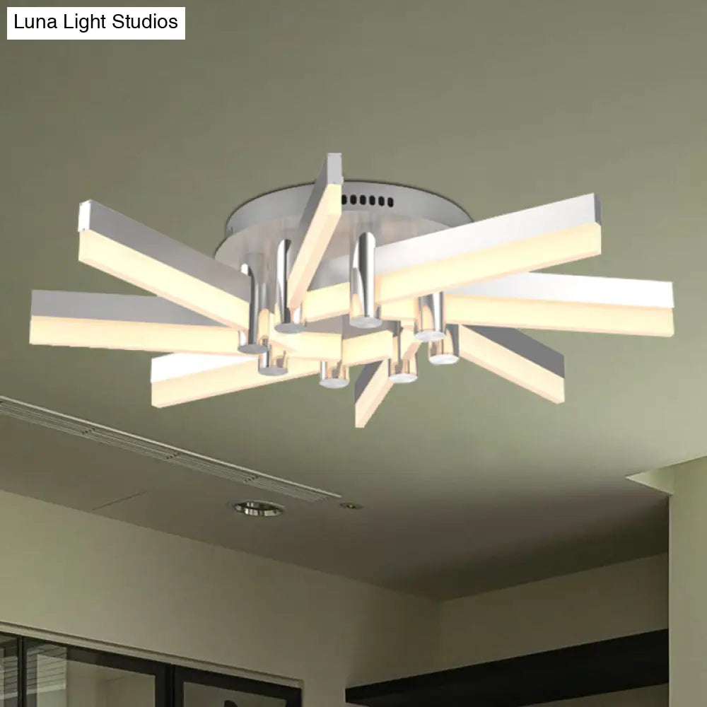 Semi - Mount Sputnik Ceiling Light With Acrylic Shade & Modern Silver Finish - Ideal For Indoor