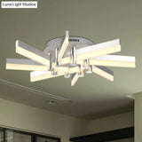 Semi - Mount Sputnik Ceiling Light With Acrylic Shade & Modern Silver Finish - Ideal For Indoor