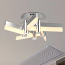 Semi - Mount Sputnik Ceiling Light With Acrylic Shade & Modern Silver Finish - Ideal For Indoor
