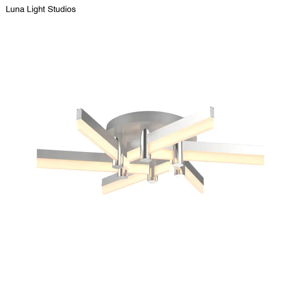 Semi - Mount Sputnik Ceiling Light With Acrylic Shade & Modern Silver Finish - Ideal For Indoor