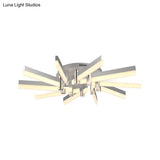 Semi - Mount Sputnik Ceiling Light With Acrylic Shade & Modern Silver Finish - Ideal For Indoor