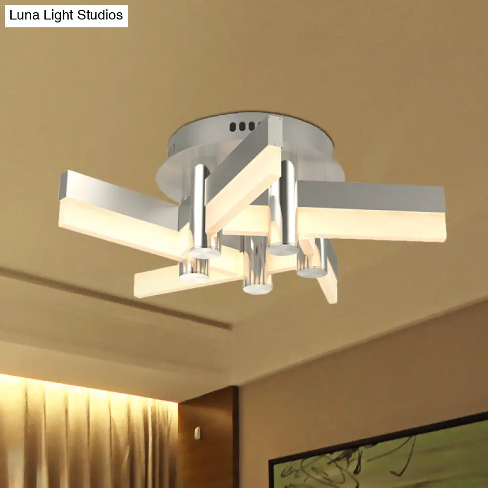 Semi - Mount Sputnik Ceiling Light With Acrylic Shade & Modern Silver Finish - Ideal For Indoor