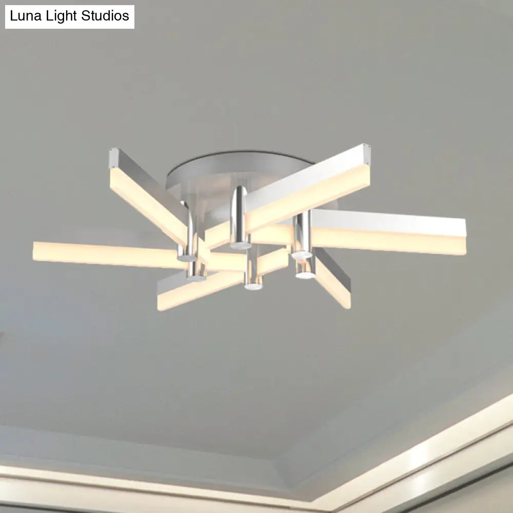 Semi - Mount Sputnik Ceiling Light With Acrylic Shade & Modern Silver Finish - Ideal For Indoor