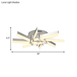 Semi - Mount Sputnik Ceiling Light With Acrylic Shade & Modern Silver Finish - Ideal For Indoor