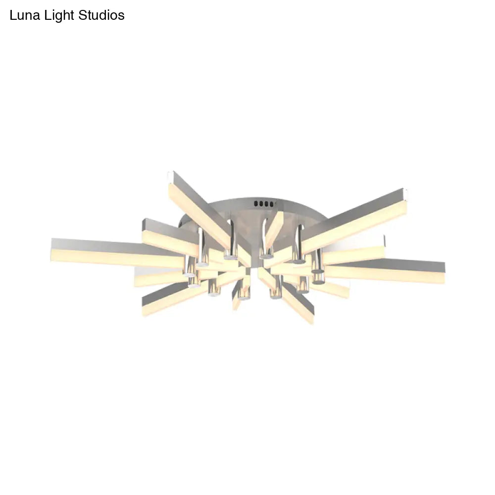 Semi - Mount Sputnik Ceiling Light With Acrylic Shade & Modern Silver Finish - Ideal For Indoor