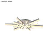 Semi - Mount Sputnik Ceiling Light With Acrylic Shade & Modern Silver Finish - Ideal For Indoor