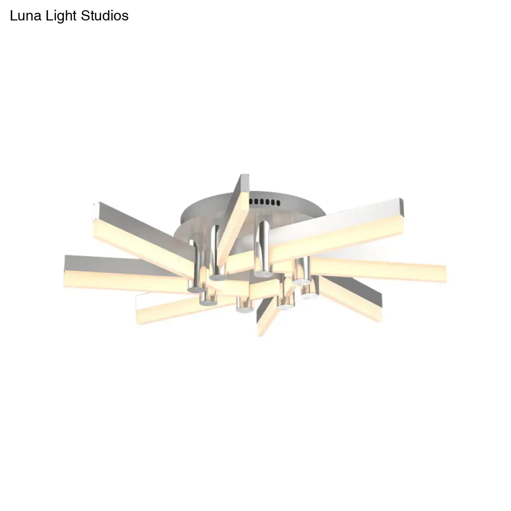 Semi - Mount Sputnik Ceiling Light With Acrylic Shade & Modern Silver Finish - Ideal For Indoor