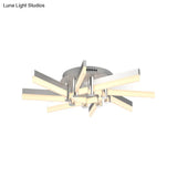 Semi - Mount Sputnik Ceiling Light With Acrylic Shade & Modern Silver Finish - Ideal For Indoor