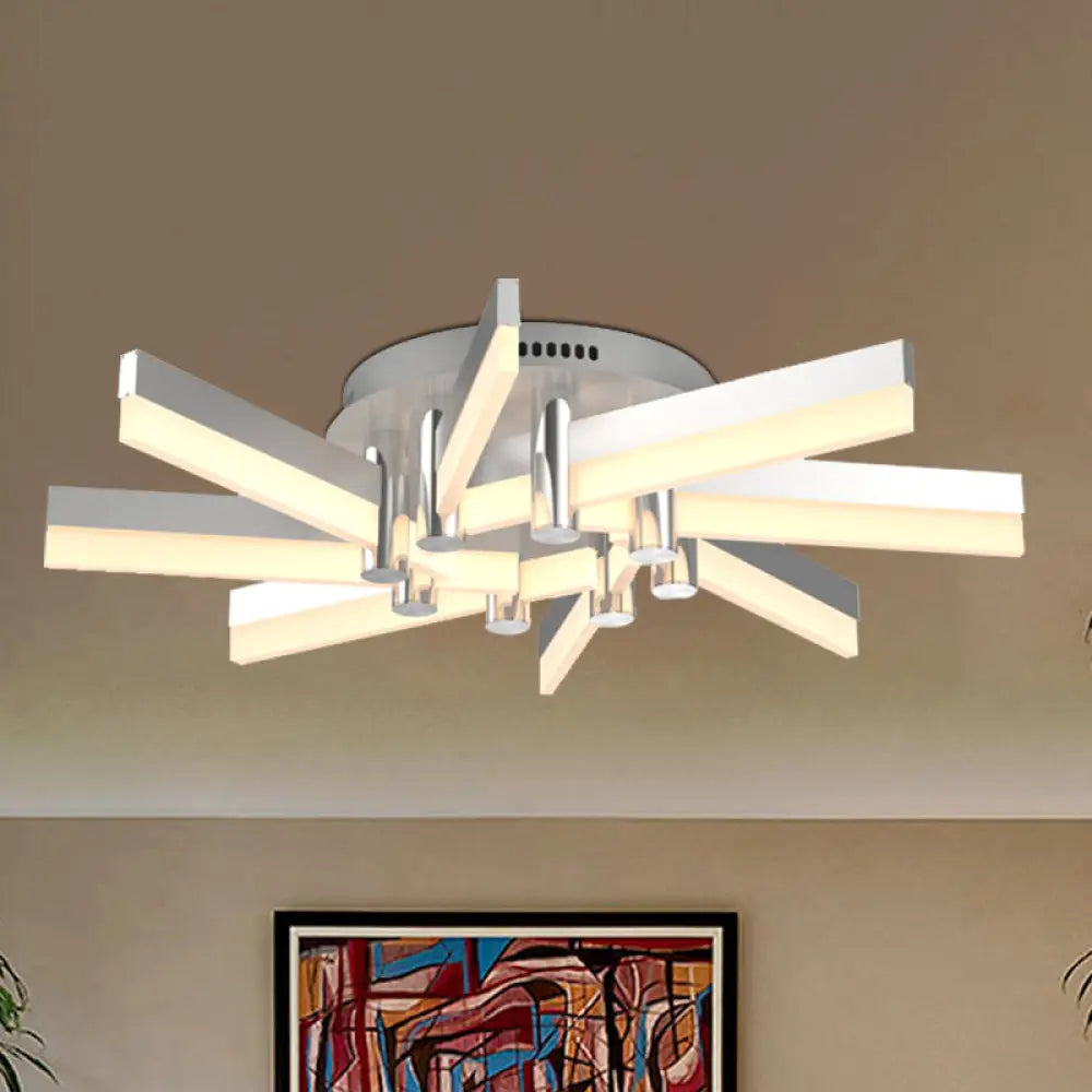 Semi - Mount Sputnik Ceiling Light With Acrylic Shade & Modern Silver Finish - Ideal For Indoor