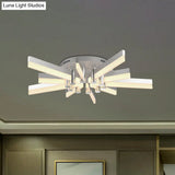 Semi - Mount Sputnik Ceiling Light With Acrylic Shade & Modern Silver Finish - Ideal For Indoor