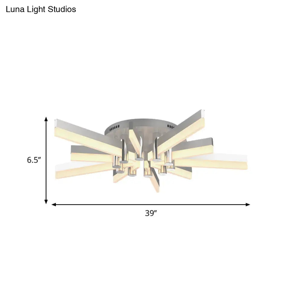 Semi - Mount Sputnik Ceiling Light With Acrylic Shade & Modern Silver Finish - Ideal For Indoor