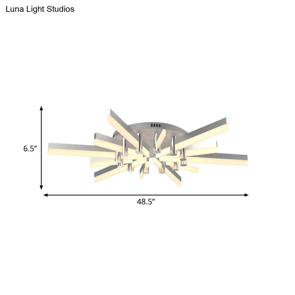 Semi - Mount Sputnik Ceiling Light With Acrylic Shade & Modern Silver Finish - Ideal For Indoor