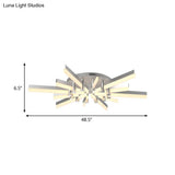 Semi - Mount Sputnik Ceiling Light With Acrylic Shade & Modern Silver Finish - Ideal For Indoor
