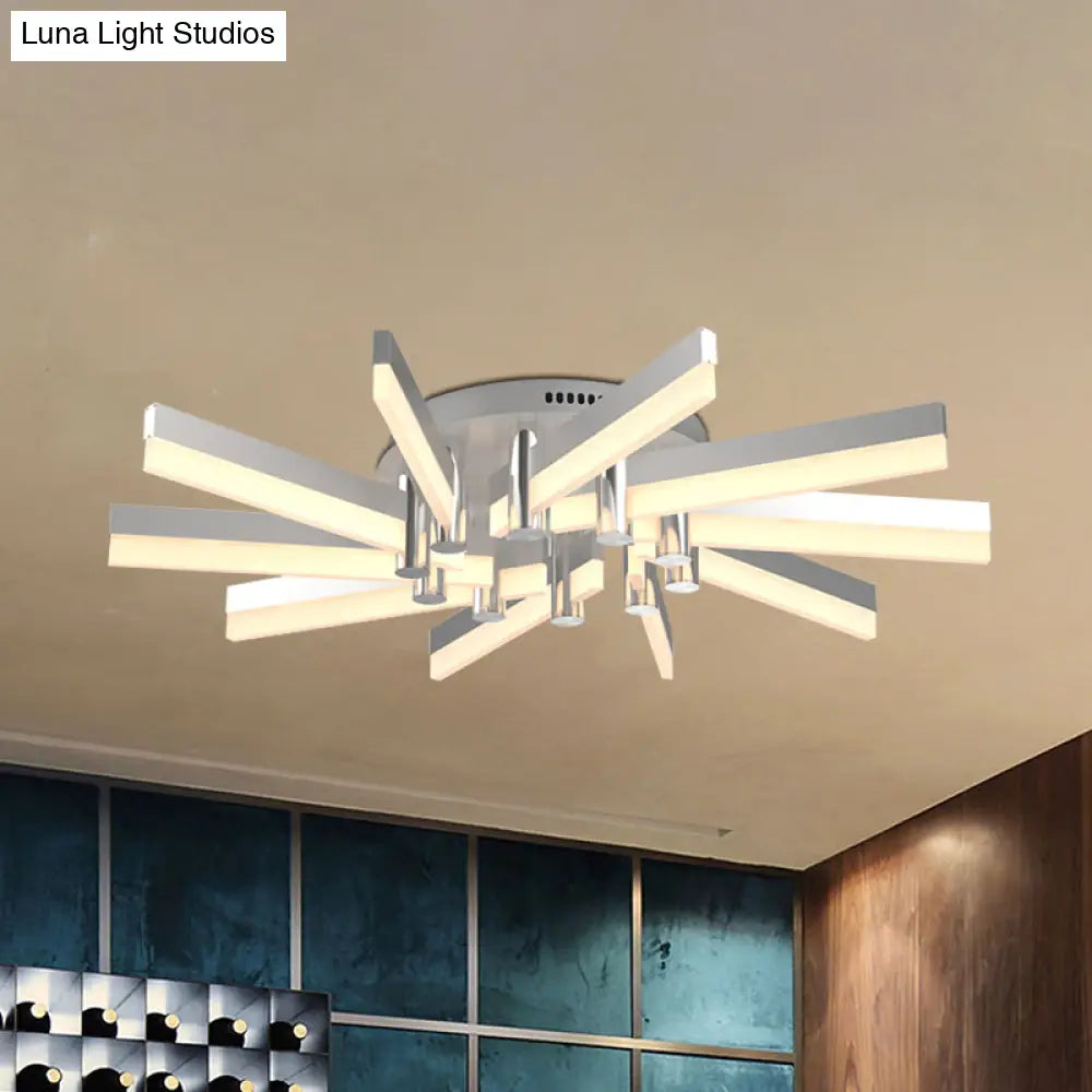 Semi - Mount Sputnik Ceiling Light With Acrylic Shade & Modern Silver Finish - Ideal For Indoor