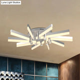 Semi - Mount Sputnik Ceiling Light With Acrylic Shade & Modern Silver Finish - Ideal For Indoor