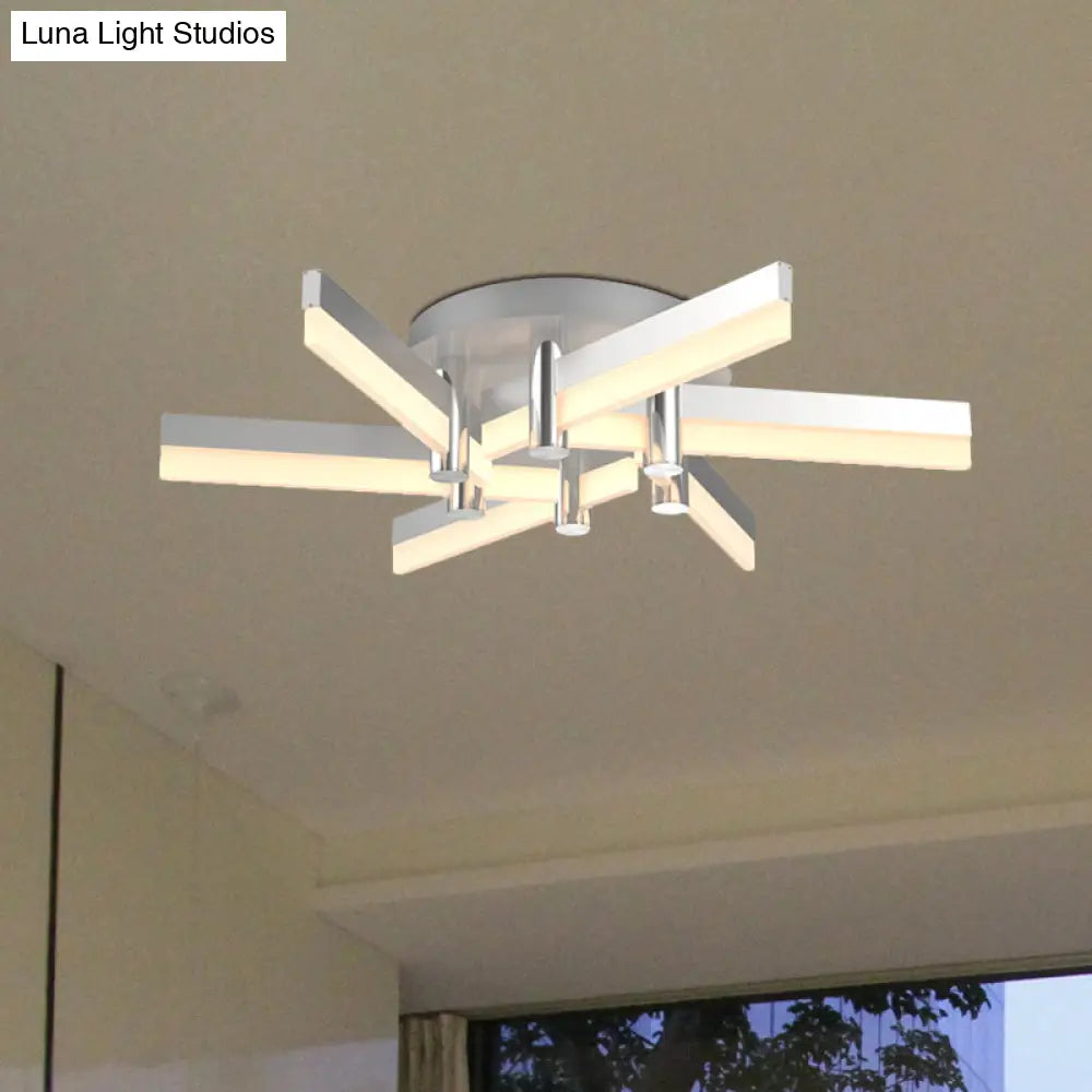 Semi - Mount Sputnik Ceiling Light With Acrylic Shade & Modern Silver Finish - Ideal For Indoor