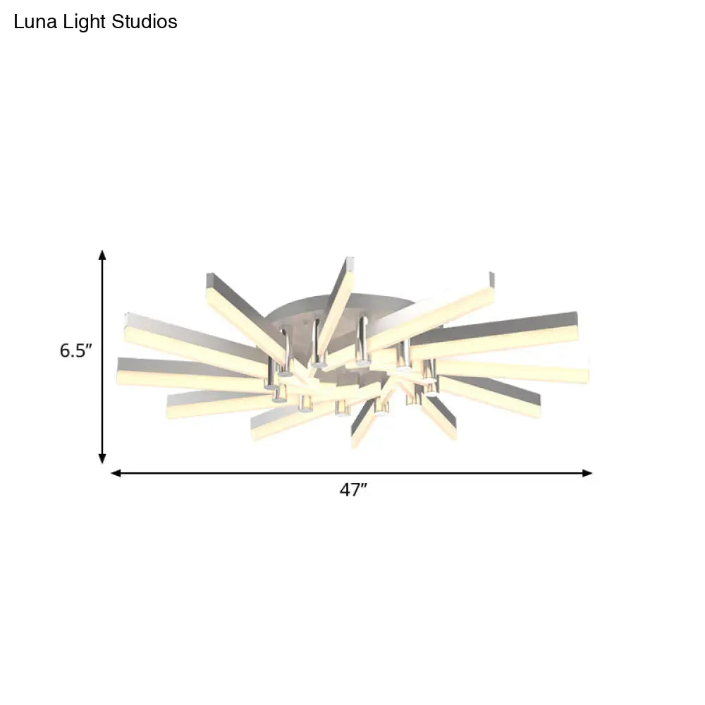 Semi - Mount Sputnik Ceiling Light With Acrylic Shade & Modern Silver Finish - Ideal For Indoor