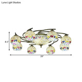 Shell Globe Semi Flush Ceiling Light - Mediterranean Style White/Colorful Lighting Fixture For