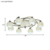 Shell Globe Semi Flush Ceiling Light - Mediterranean Style White/Colorful Lighting Fixture For