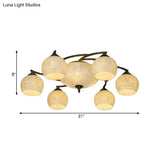 Shell Globe Semi Flush Ceiling Light - Mediterranean Style White/Colorful Lighting Fixture For