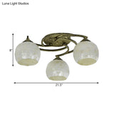 Shell Globe Semi Flush Ceiling Light - Mediterranean Style White/Colorful Lighting Fixture For