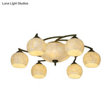 Shell Globe Semi Flush Ceiling Light - Mediterranean Style White/Colorful Lighting Fixture For