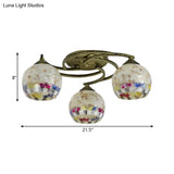 Shell Globe Semi Flush Ceiling Light - Mediterranean Style White/Colorful Lighting Fixture For