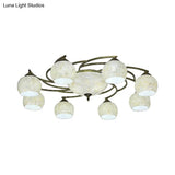 Shell Globe Semi Flush Ceiling Light - Mediterranean Style White/Colorful Lighting Fixture For