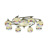 Shell Globe Semi Flush Ceiling Light - Mediterranean Style White/Colorful Lighting Fixture For