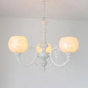 Shell White Tiffany Style Chandelier - Curved Arm Hanging Light With 3/5/8 Lights 3 /