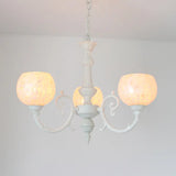 Shell White Tiffany Style Chandelier - Curved Arm Hanging Light With 3/5/8 Lights 3 /