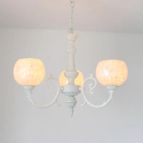 Shell White Tiffany Style Chandelier - Curved Arm Hanging Light With 3/5/8 Lights 3 /